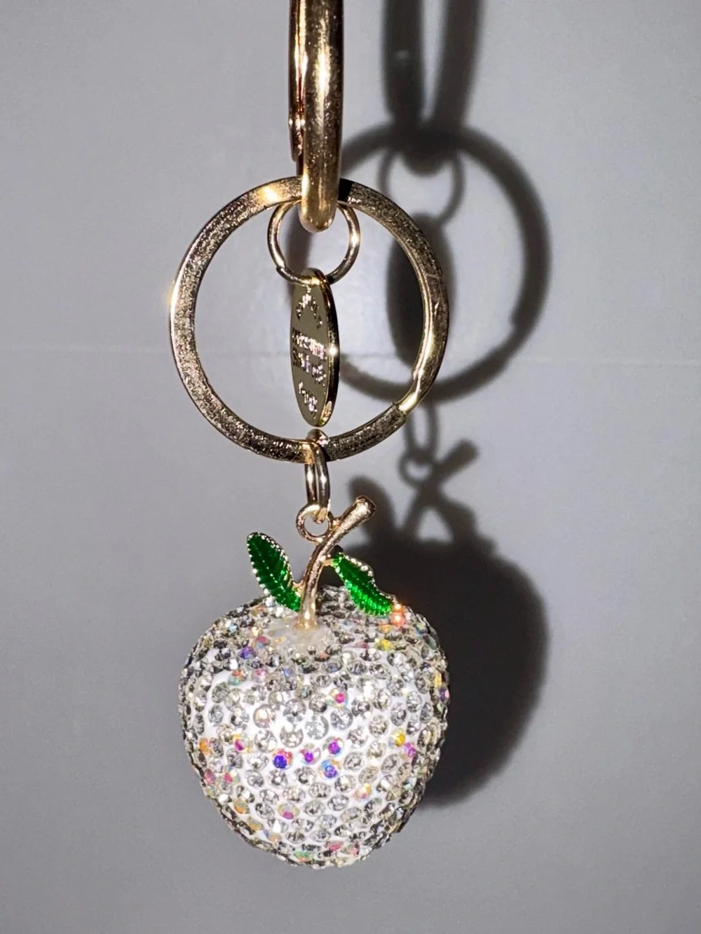 Sparkling White Apple Bag Charm - Crispin Silver!